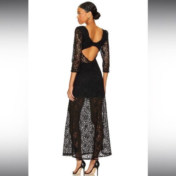 Free People x Revolve Adored Maxi Black Lace Dress - Picture 3 of 11